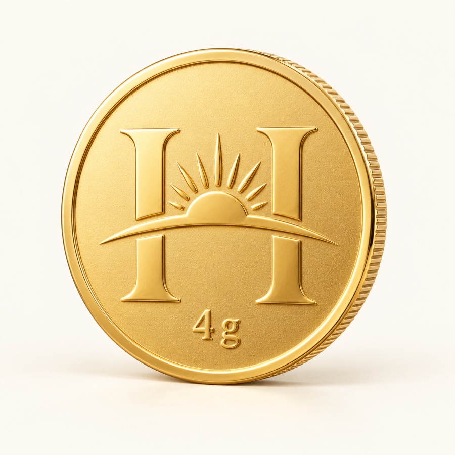 4 gram gold coin with the SMG Horizon emblem